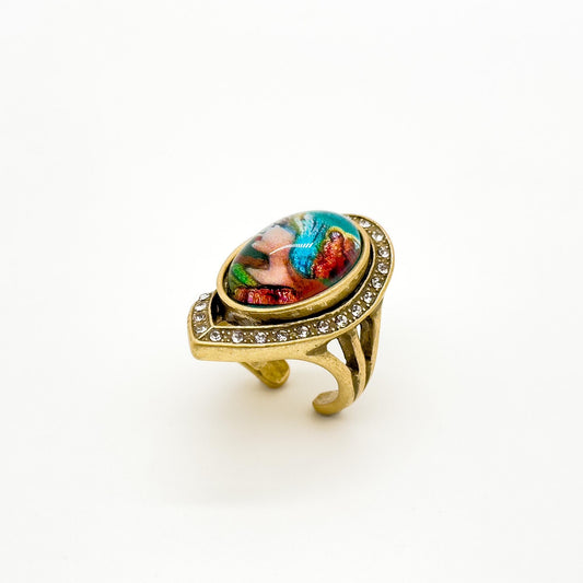 Vintage Art Deco Portrait Court Style Open Ring