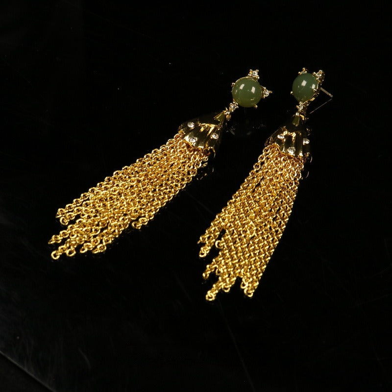 Minimalist Long Chain Tassel Earrings