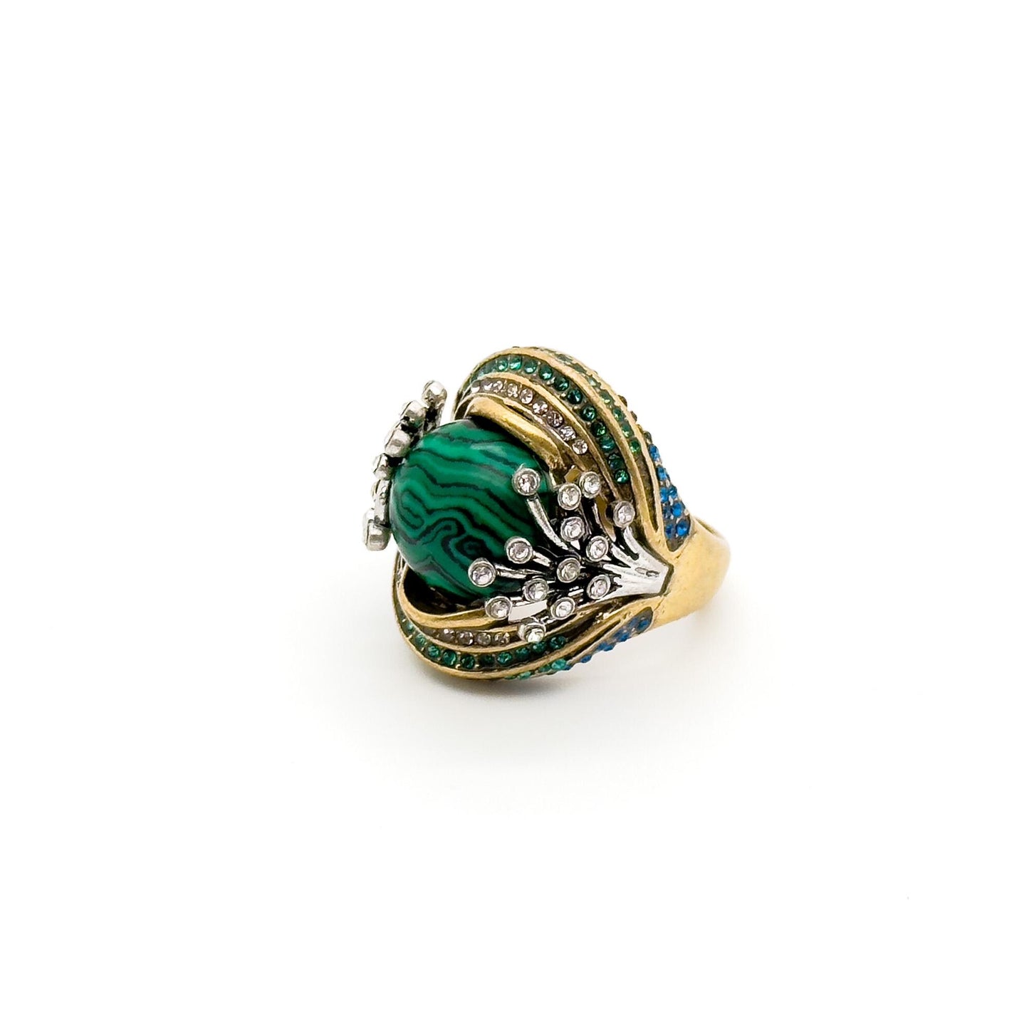 Vintage Art Deco Emerald Ethnic Open Ring
