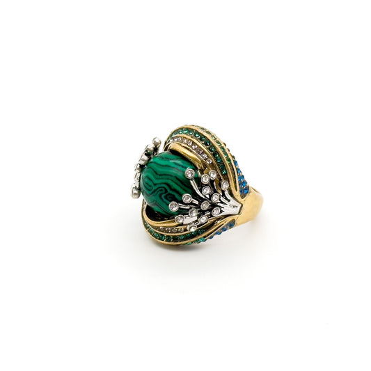 Vintage Art Deco Emerald Ethnic Open Ring