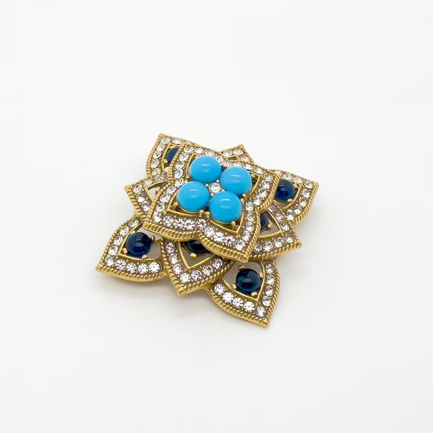 Vintage Palace Style Blue Gem Brooch
