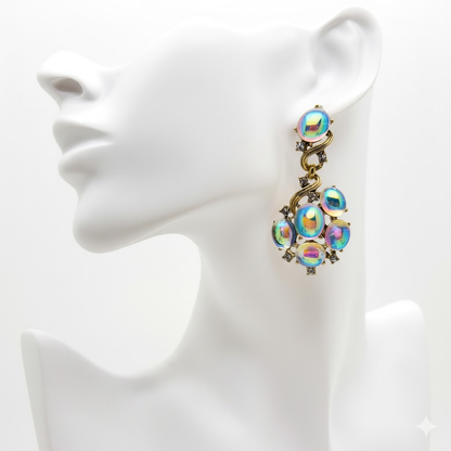 "Aurora Cascade" Iridescent Zircon Drop Earrings