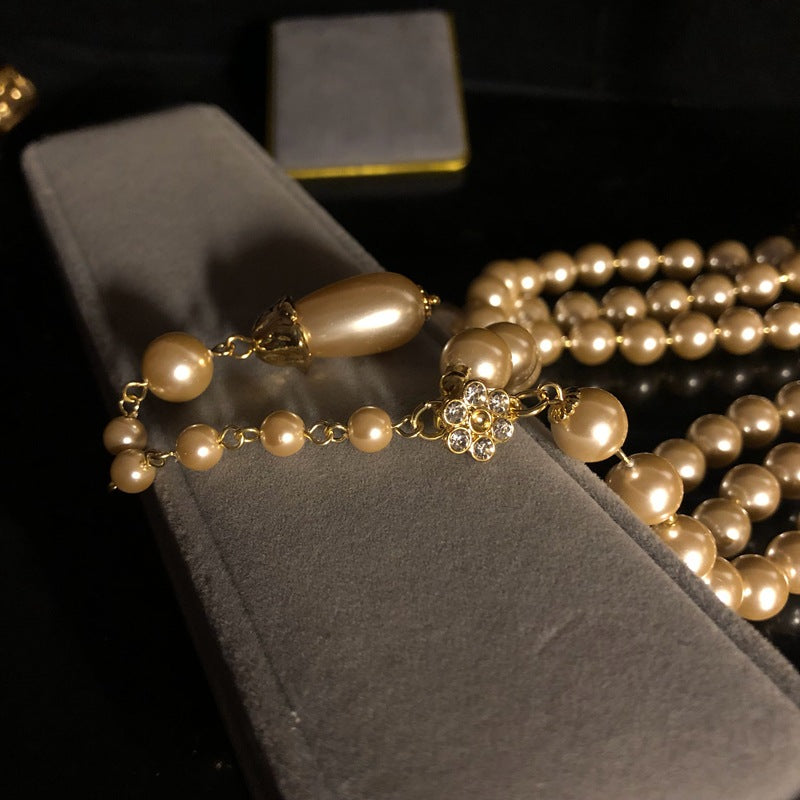 Elegant Champagne Glass Pearl Long Necklace