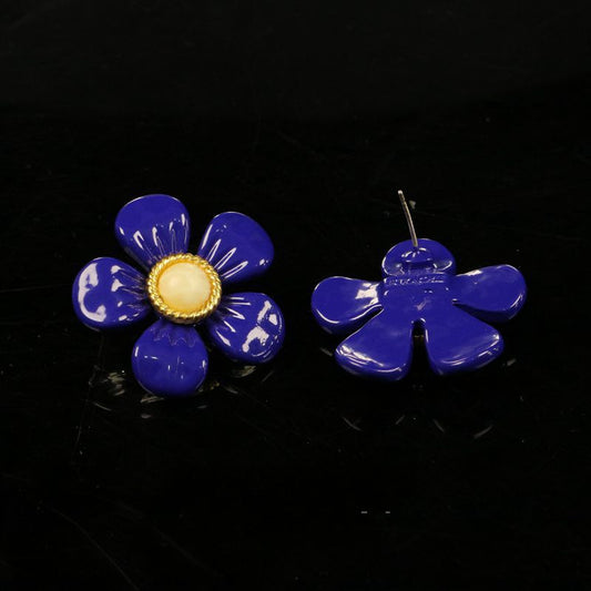 Minimalist Klein Blue Stone Stud Earrings