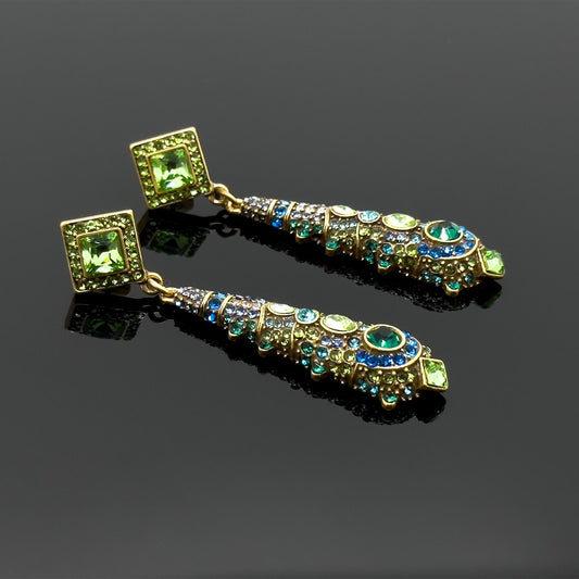 Vintage Ethnic Crystal Teardrop Tassel Earrings