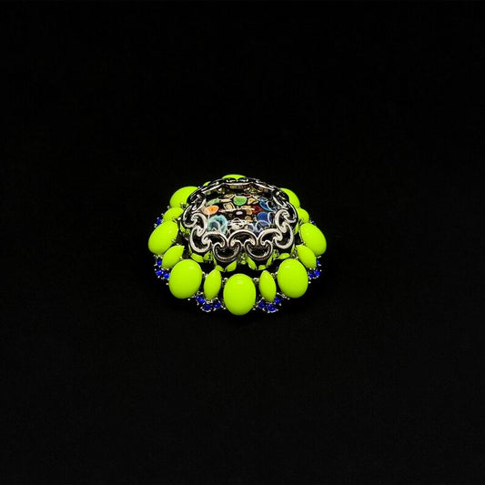 Vintage Art Deco Green Enamel Resin Elegant Brooch