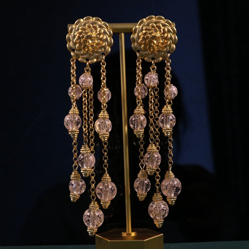 Shoulder-Dusting Tassel Pendant Earrings