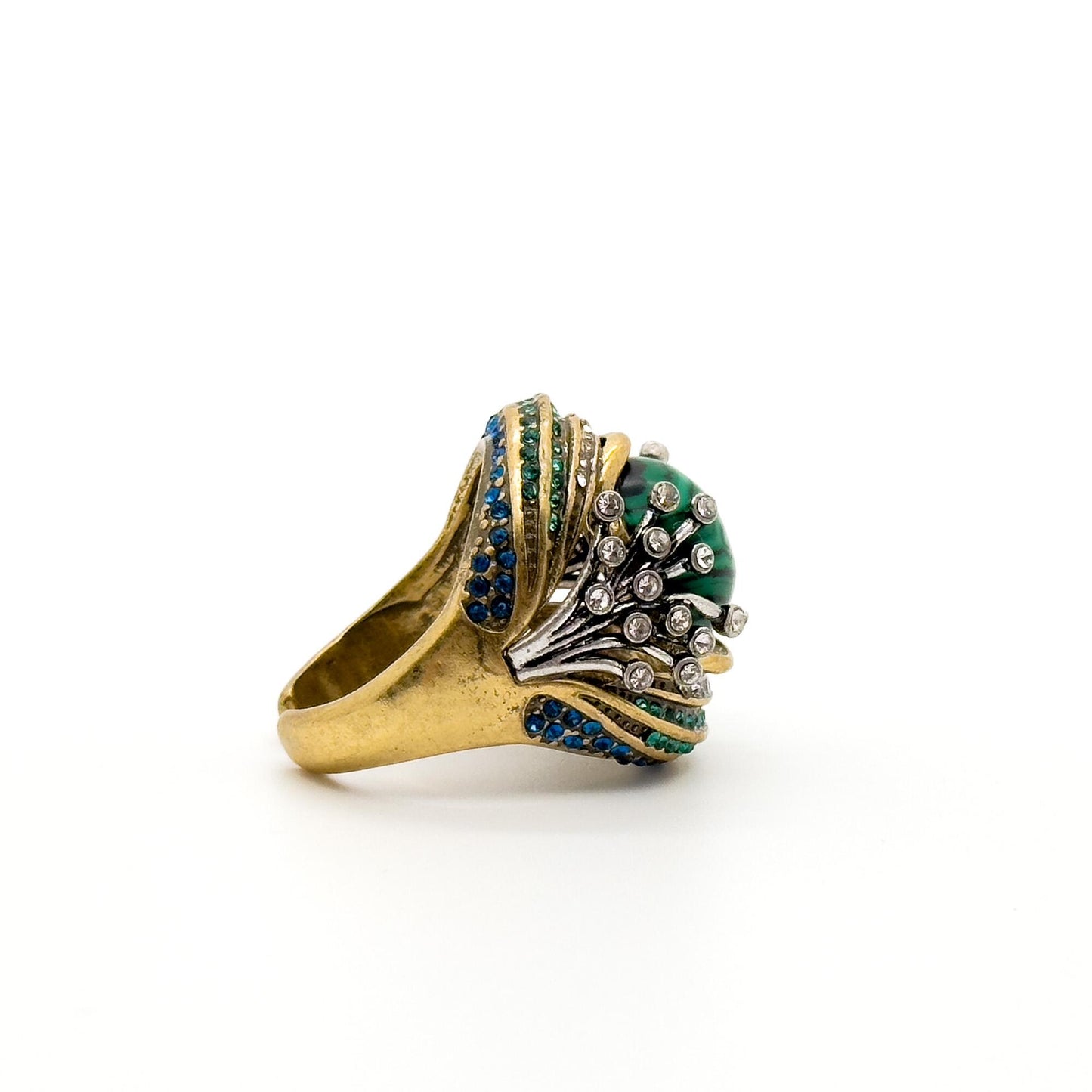 Vintage Art Deco Emerald Ethnic Open Ring