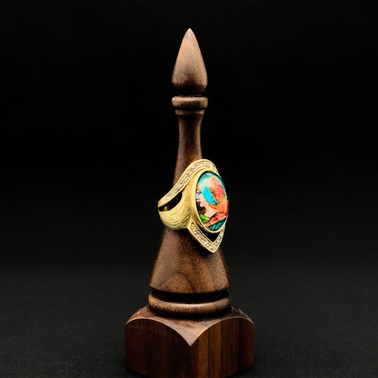 Vintage Art Deco Portrait Court Style Open Ring