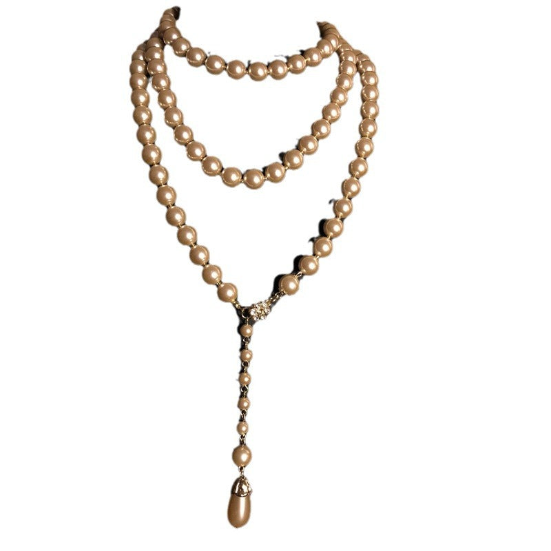 Elegant Champagne Glass Pearl Long Necklace