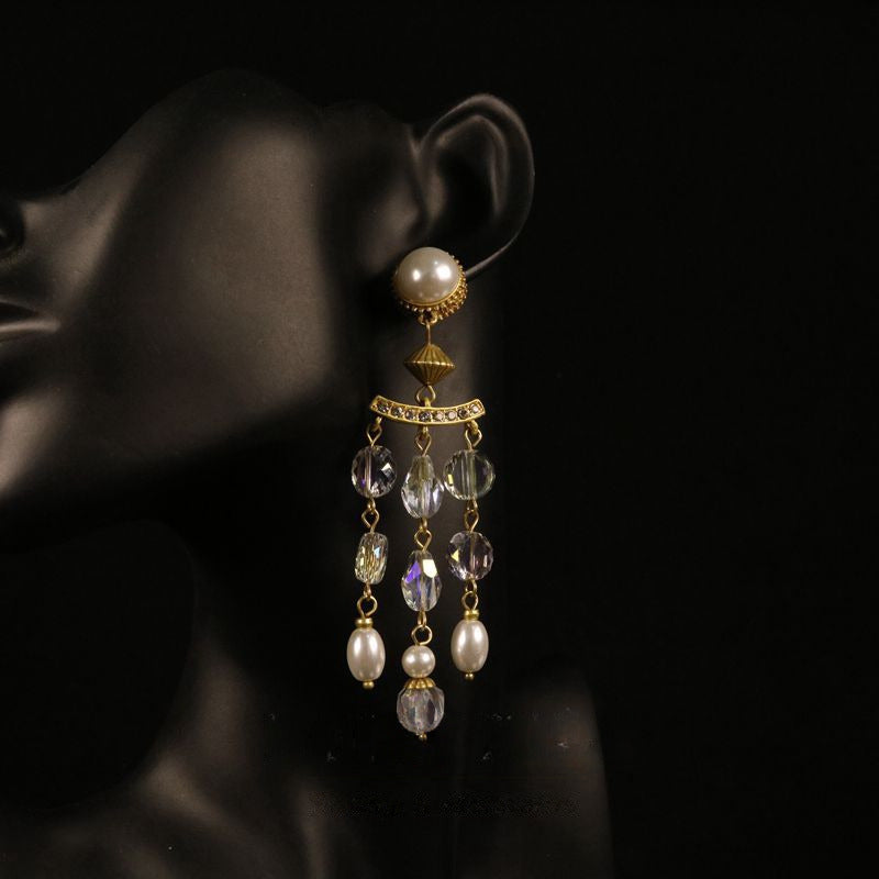 Chic Glass Necklace & Tassel Earrings Set