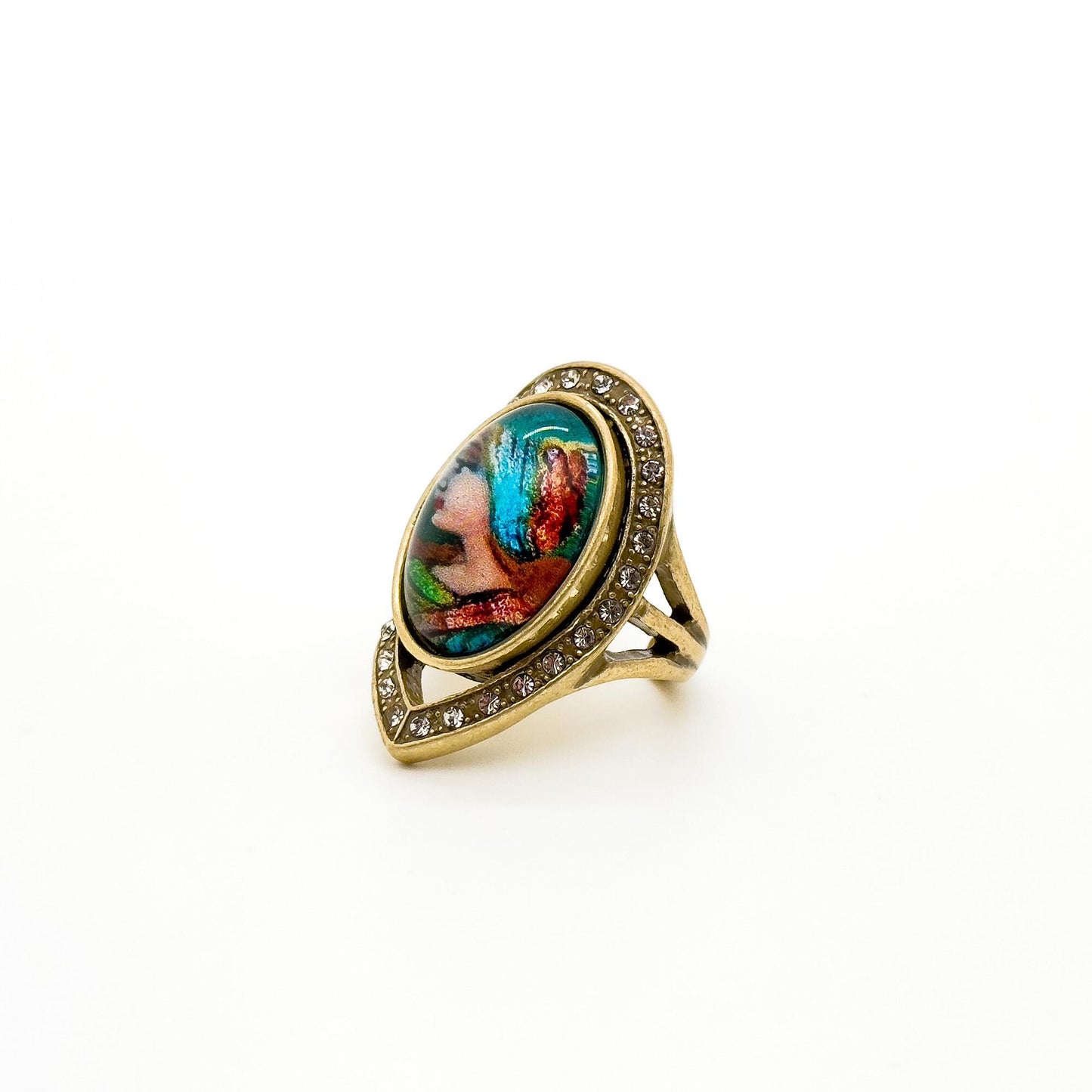 Vintage Art Deco Portrait Court Style Open Ring