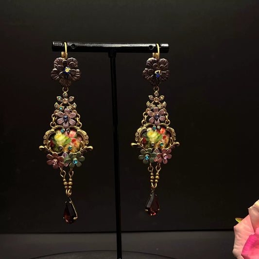 Vintage French Court Flower Earrings | Retro Style