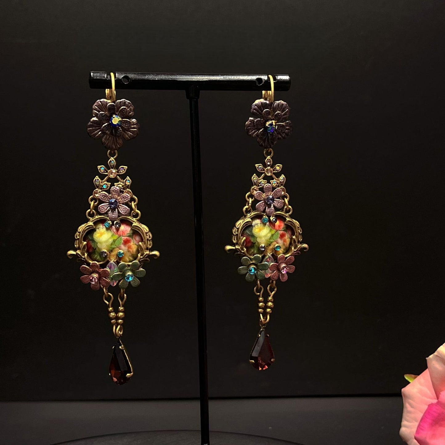Vintage French Court Flower Earrings | Retro Style