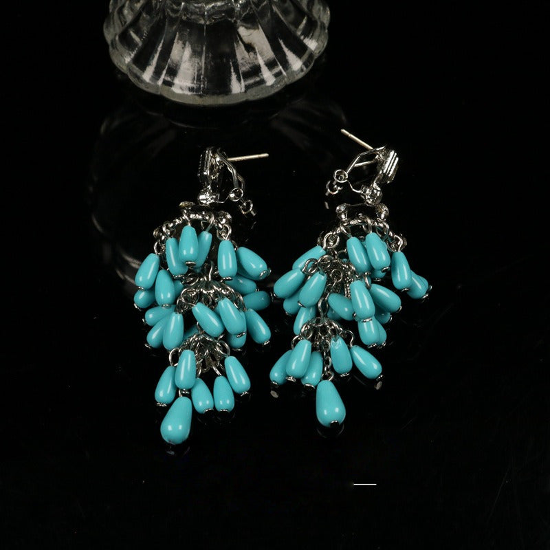 Vintage-Inspired Turquoise Tassel Earrings