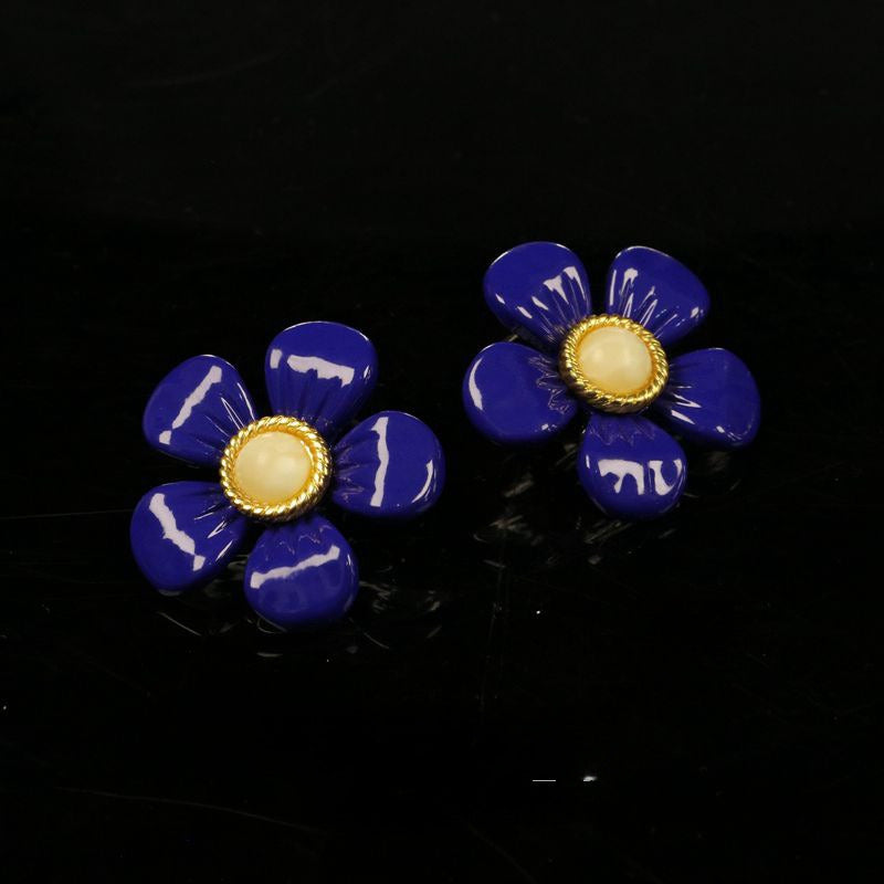 Minimalist Klein Blue Stone Stud Earrings