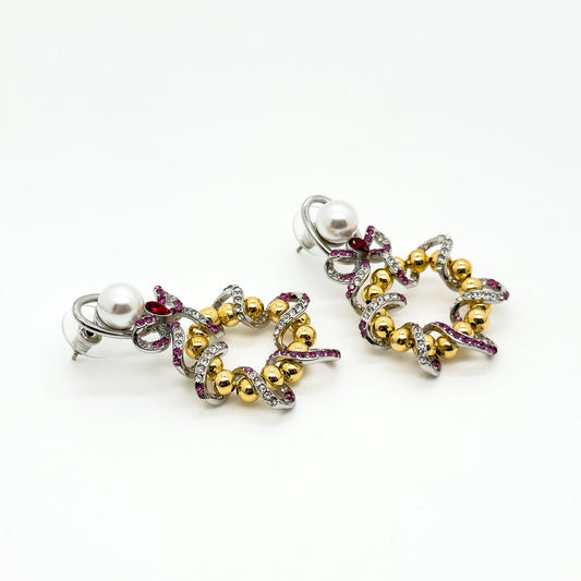 Vintage Art Deco Unique Hoop Earrings