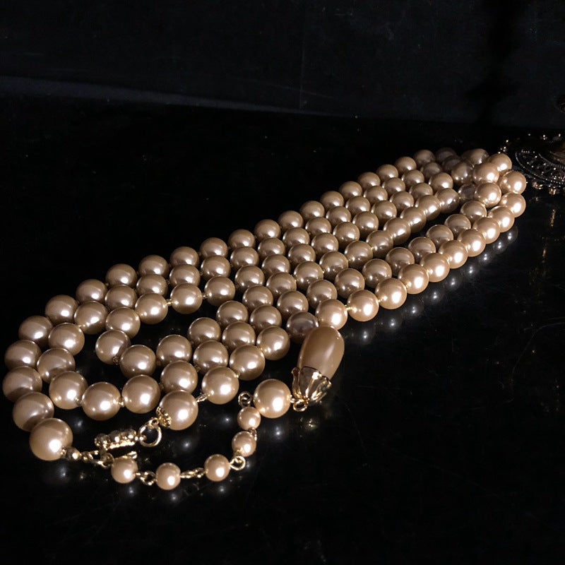 Elegant Champagne Glass Pearl Long Necklace