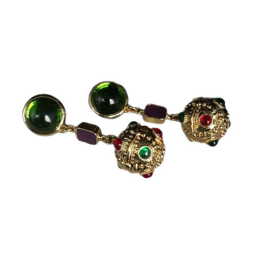 Retro Colorful Egg Glass Dangle Earrings, Vintage-Inspired