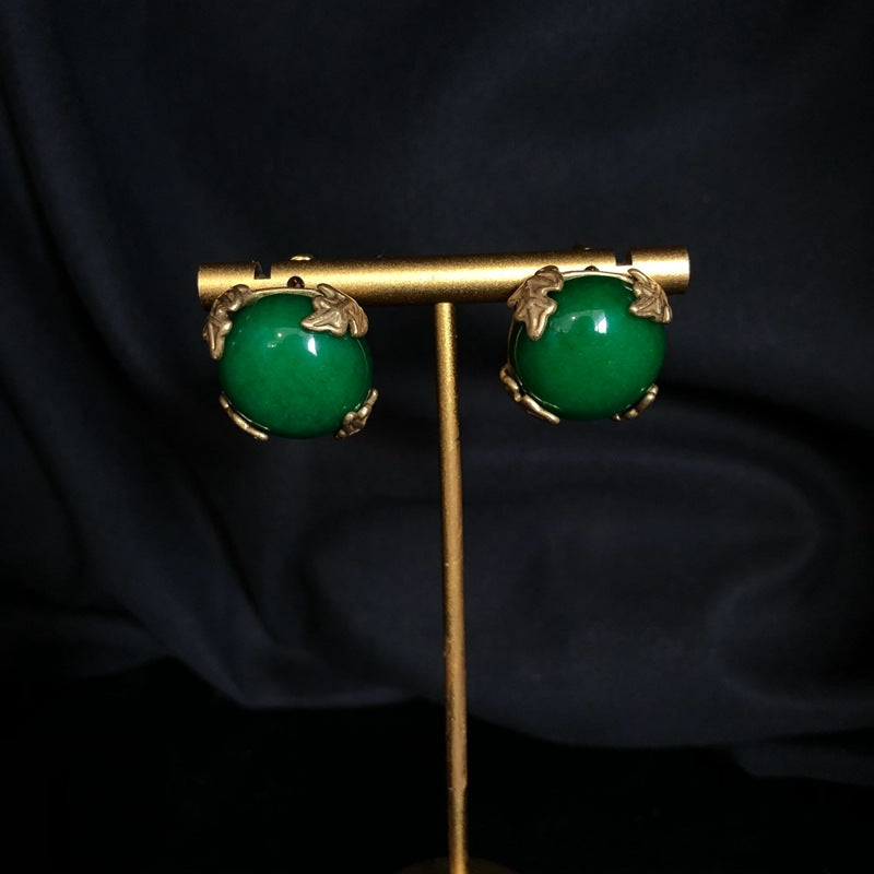 Vintage Royal Green Agate Jewelry Set