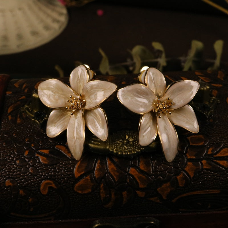 Hand-Painted Floral Enamel Earrings
