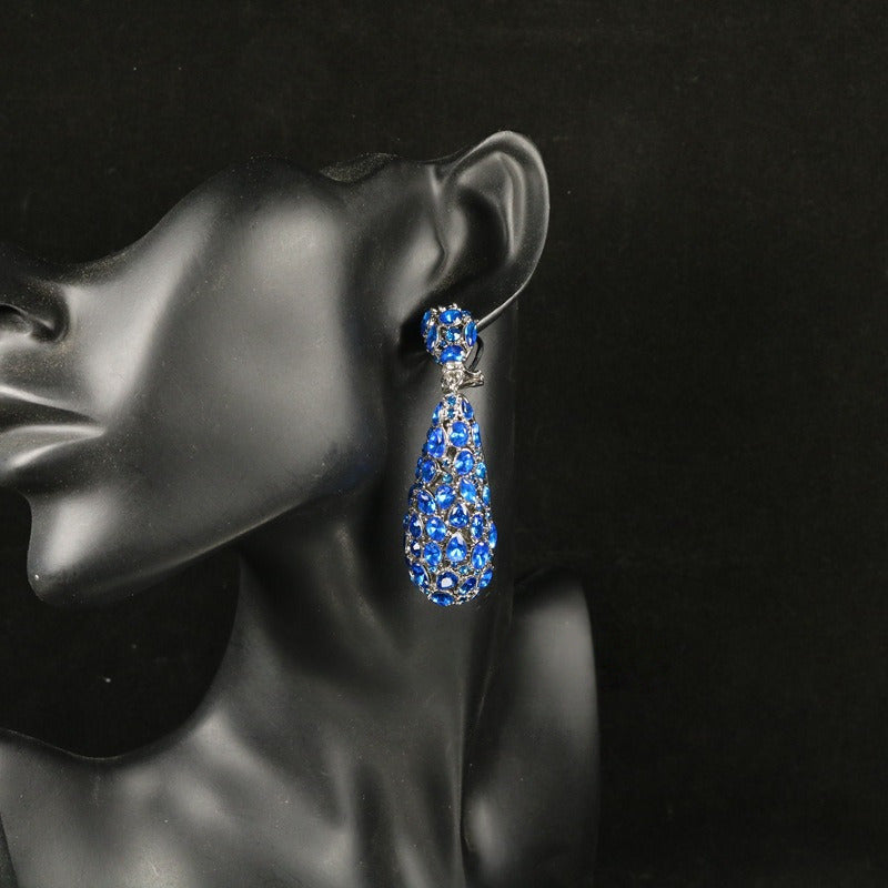 Vintage Hollow Blue Statement Earrings