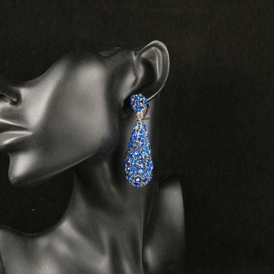 Vintage Hollow Blue Statement Earrings