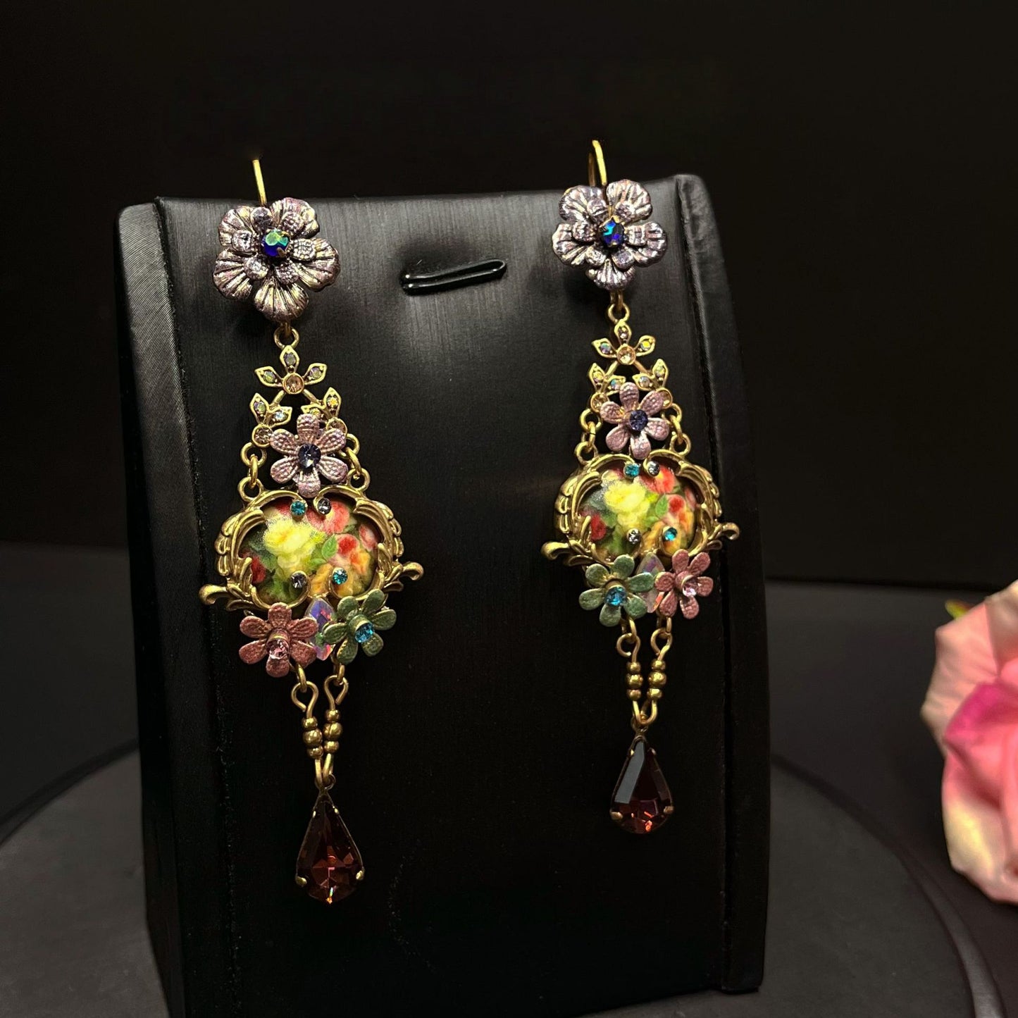 Vintage French Court Flower Earrings | Retro Style