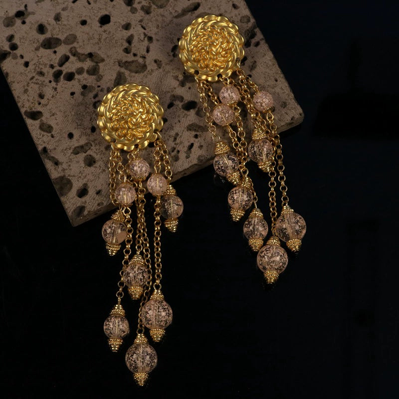 Shoulder-Dusting Tassel Pendant Earrings