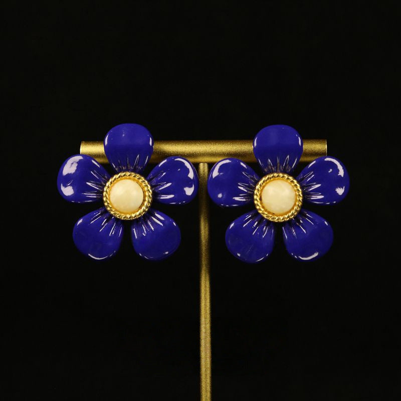 Minimalist Klein Blue Stone Stud Earrings