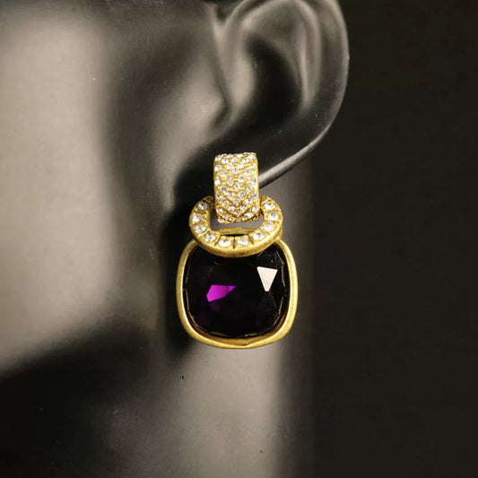 Rhinestone Inlaid Geometric Square Stud Earrings