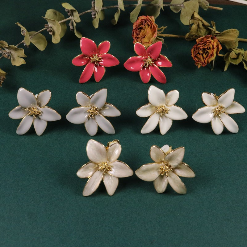 Hand-Painted Floral Enamel Earrings