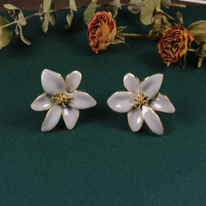 Hand-Painted Floral Enamel Earrings