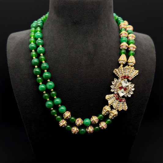 Vintage Art Deco Emerald Bow Necklace