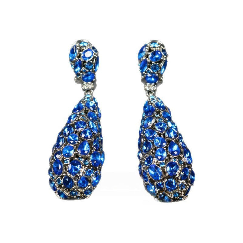 Vintage Hollow Blue Statement Earrings