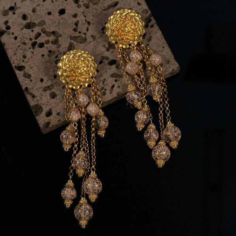 Shoulder-Dusting Tassel Pendant Earrings