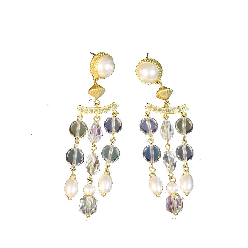 Chic Glass Necklace & Tassel Earrings Set