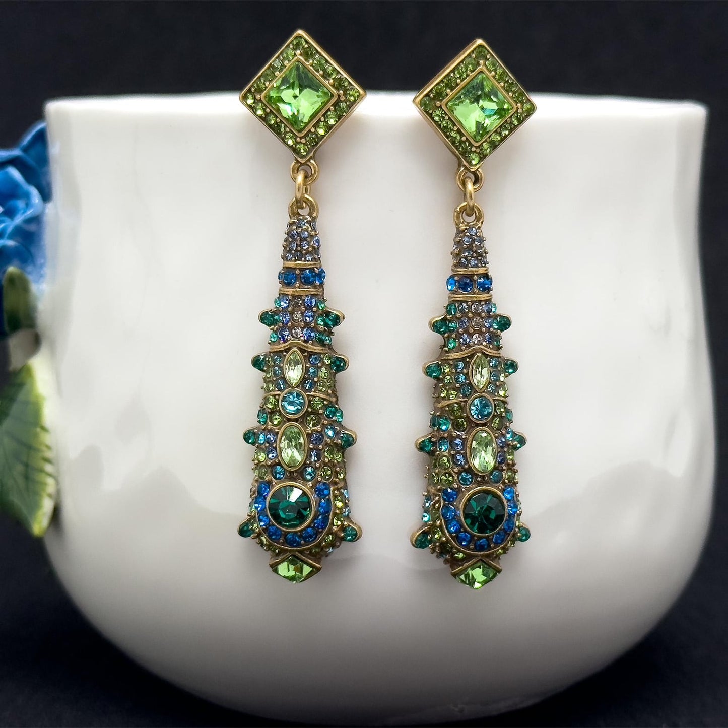 Vintage Ethnic Crystal Teardrop Tassel Earrings