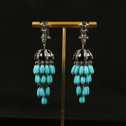 Vintage-Inspired Turquoise Tassel Earrings