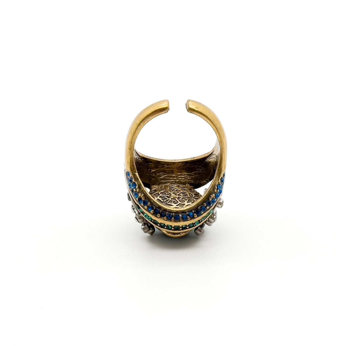 Vintage Art Deco Emerald Ethnic Open Ring