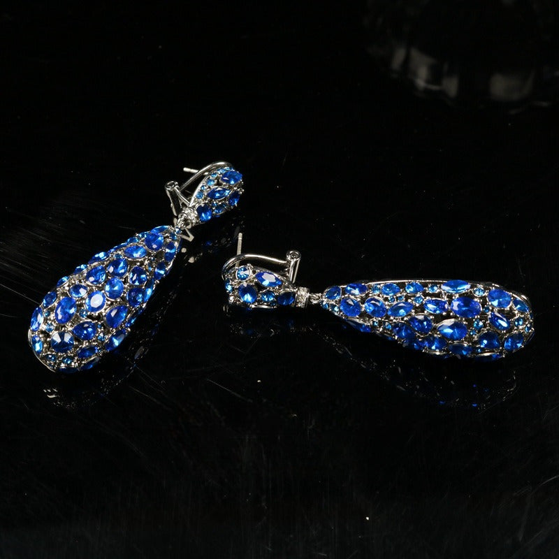 Vintage Hollow Blue Statement Earrings