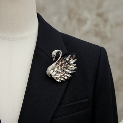 Elegant Crystal Swan Brooch