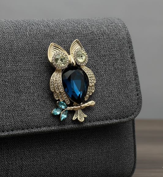 Crystal Owl Brooch Palace Style Dual-Purpose Pendant Brooch