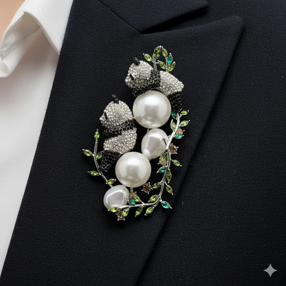 Art Deco Panda Brooch