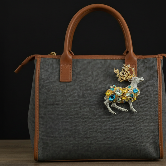 Art Deco Crystal Elk Brooch