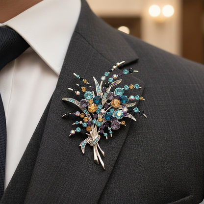 Multi-Colored Floral Bouquet Brooch