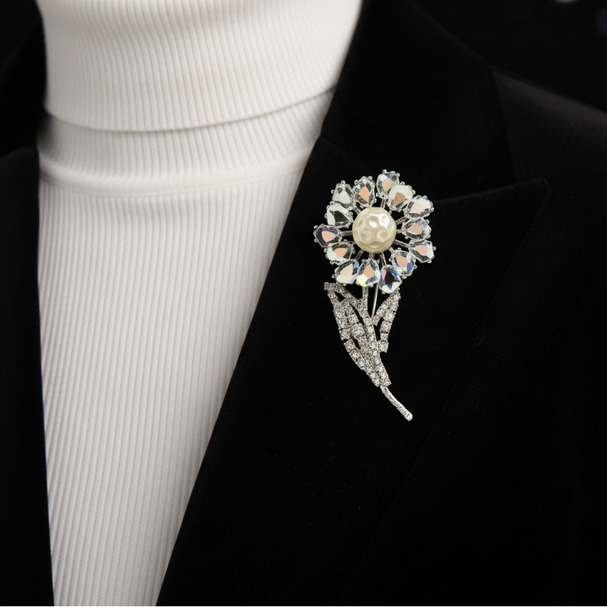 Art Deco 3D Rose Brooch