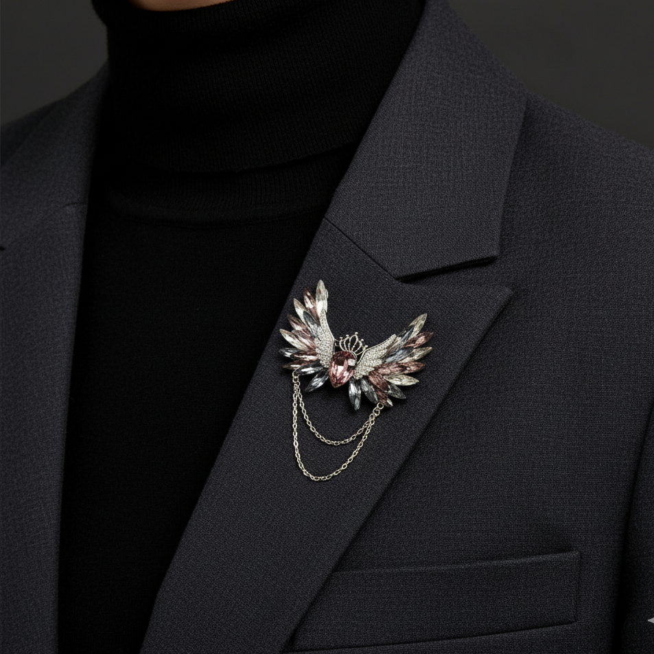 Ethereal Wings: Crystal Angel Brooch