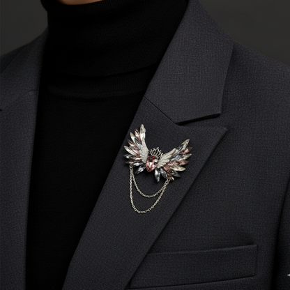 Ethereal Wings: Crystal Angel Brooch