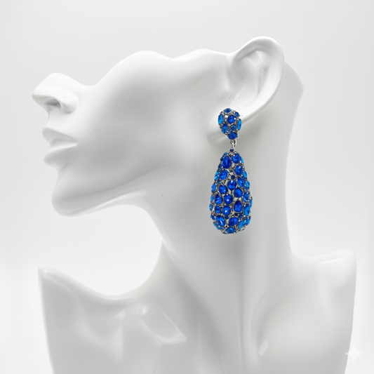 Blue Drop Rhinestone Earrings